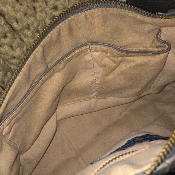 Grey/Gray Leather Satchel with Gold Hardware - Picture 6 of 10